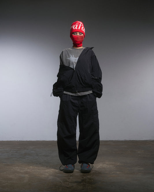 HOOD PANELLED JACKET/ BLACK