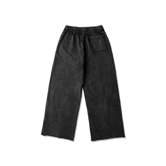 WIDE-LEG WASH TRACKSUIT SWEATPANTS/ BLACK