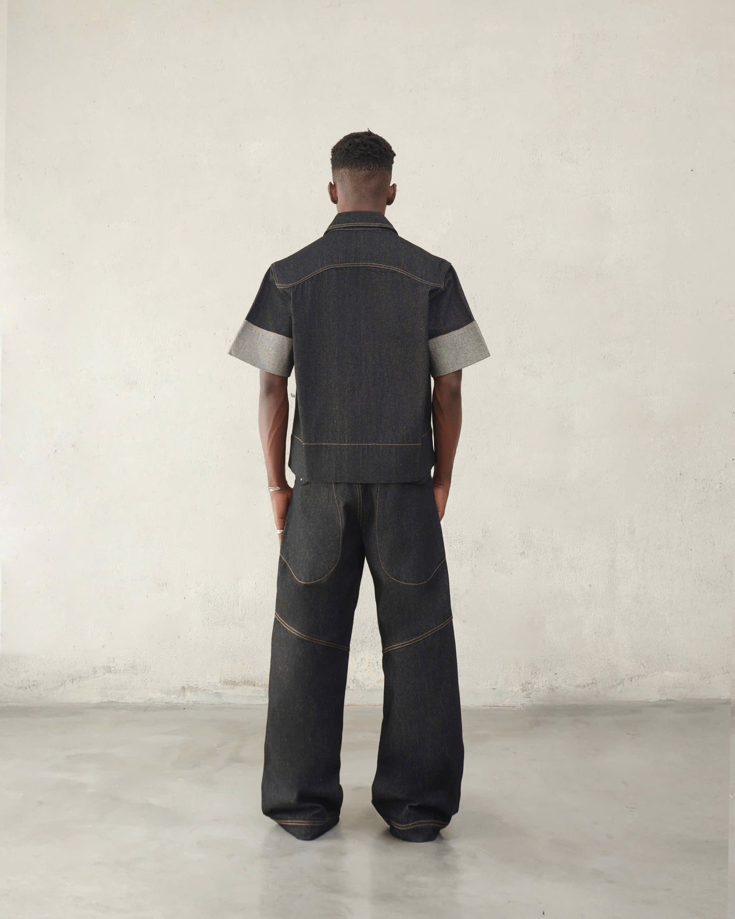 RAW CUT DENIM SHIRT - BLACK SELVAGE