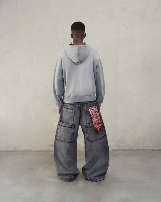 FADED ZIP-UP HOODIE - CEMENT GREY