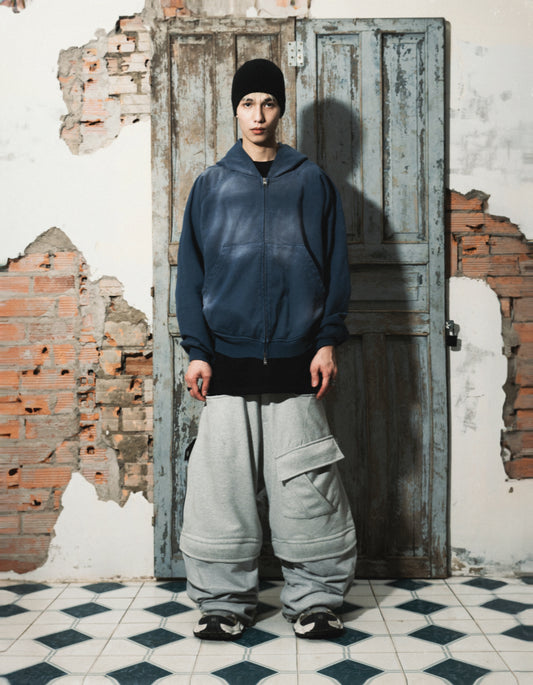 “LET’S FUCKING DIE” HOODED ZIP JACKET – BLUE**