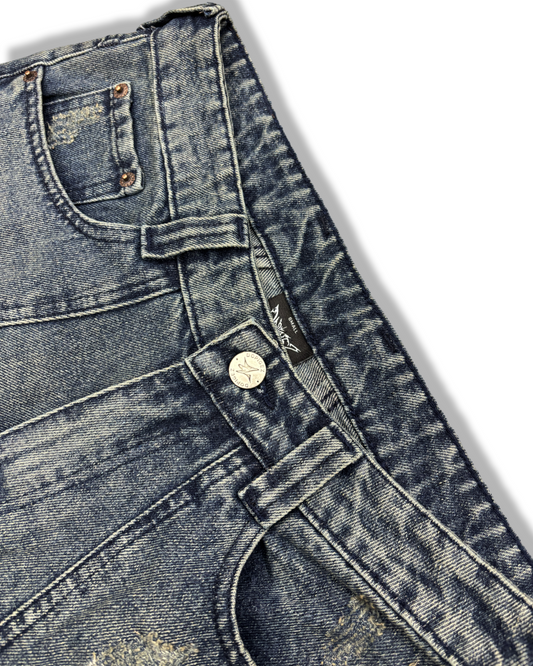 SLASHED STRUCTURE DENIM - DESTROYED INDIGO