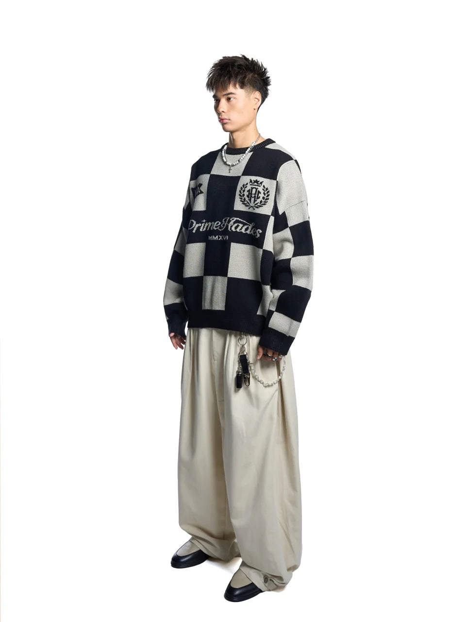 HADES DUAL TONE CHECKER SWEATER