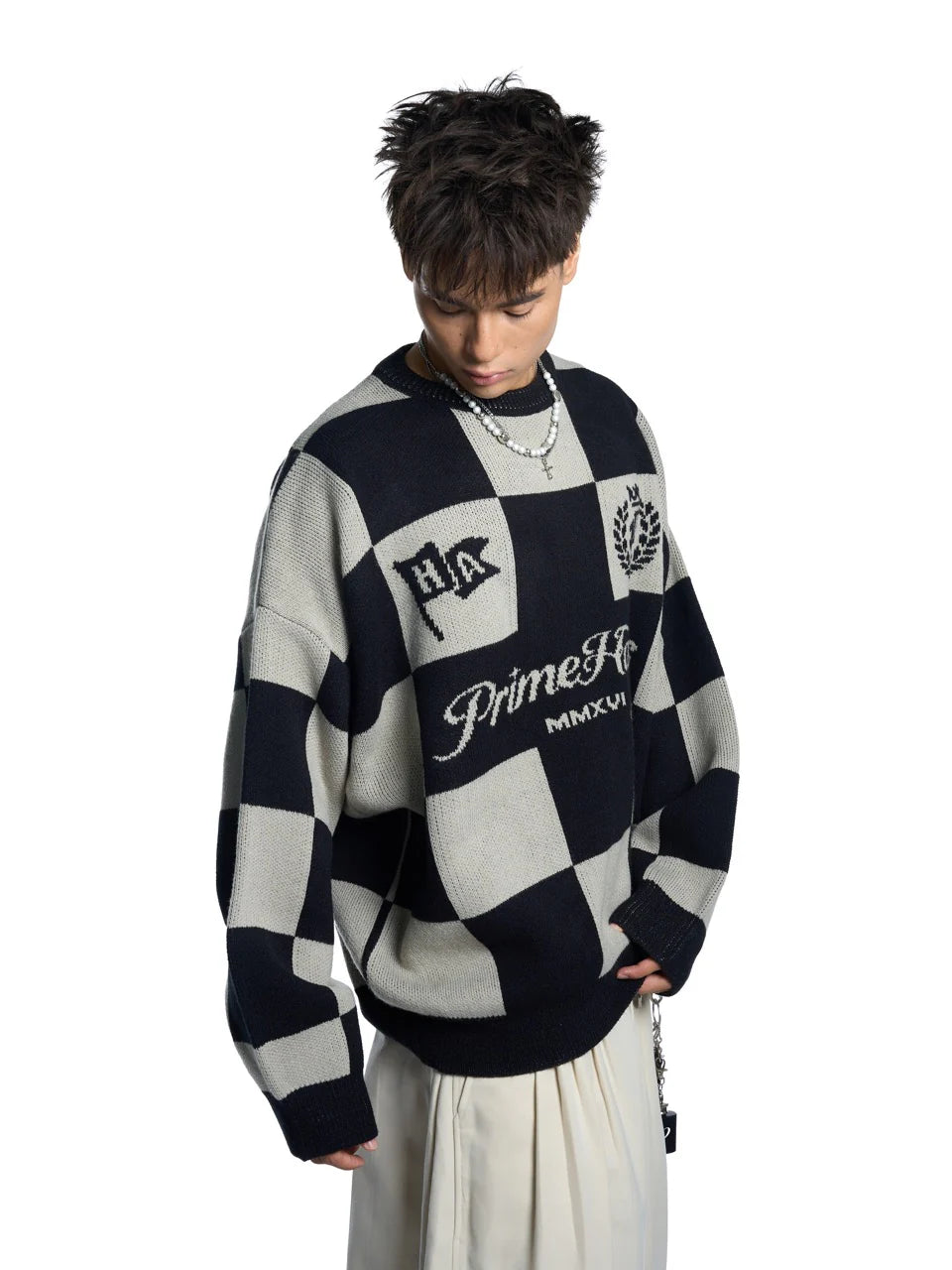 HADES DUAL TONE CHECKER SWEATER
