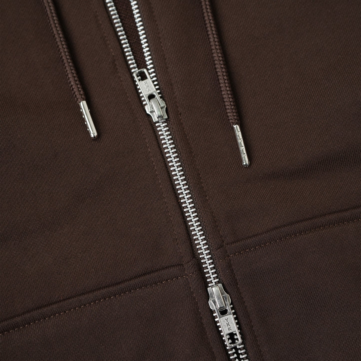 METAL ZIPPED HOODIE/ BROWN