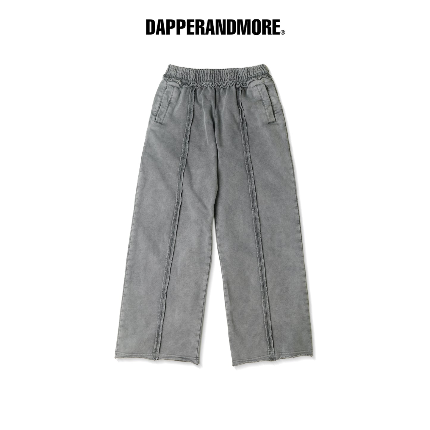 WIDE-LEG WASH TRACKSUIT SWEATPANTS/ GRAY