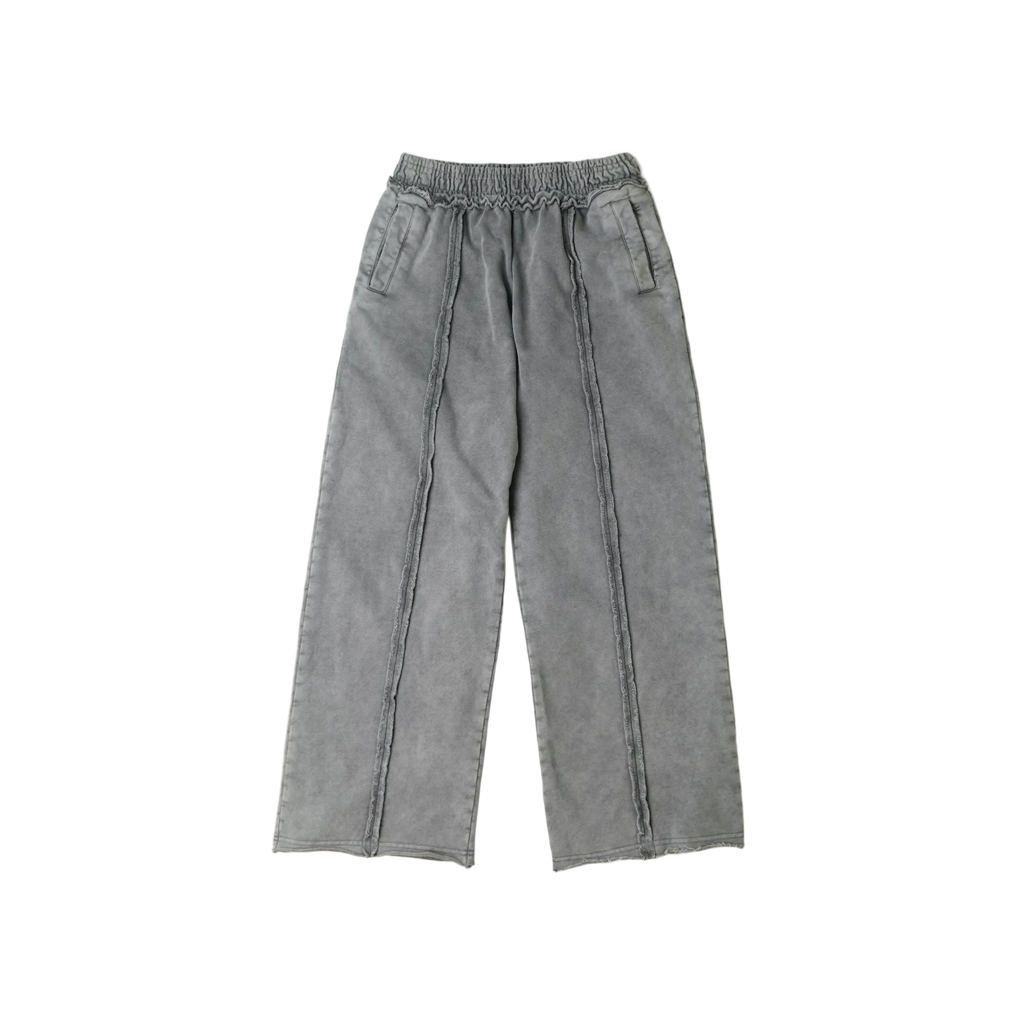 WIDE-LEG WASH TRACKSUIT SWEATPANTS/ GRAY