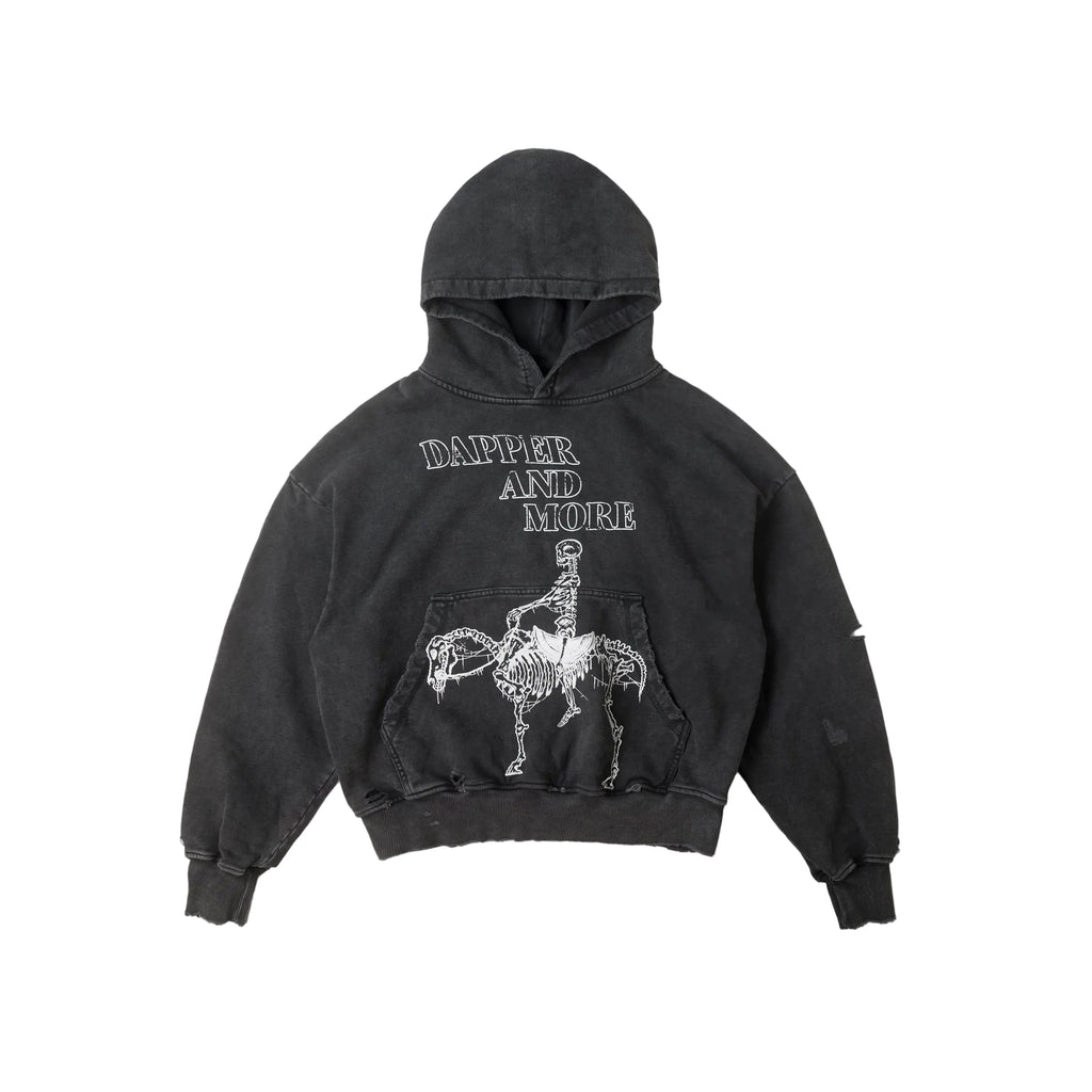 SKELETON HORSE BOXY WASH HOODIE/ BLACK