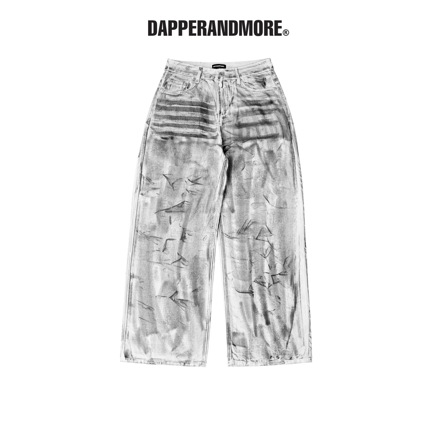 TIE-DYE WASHED DIRTY WHITE BAGGY JEANS/ WHITE