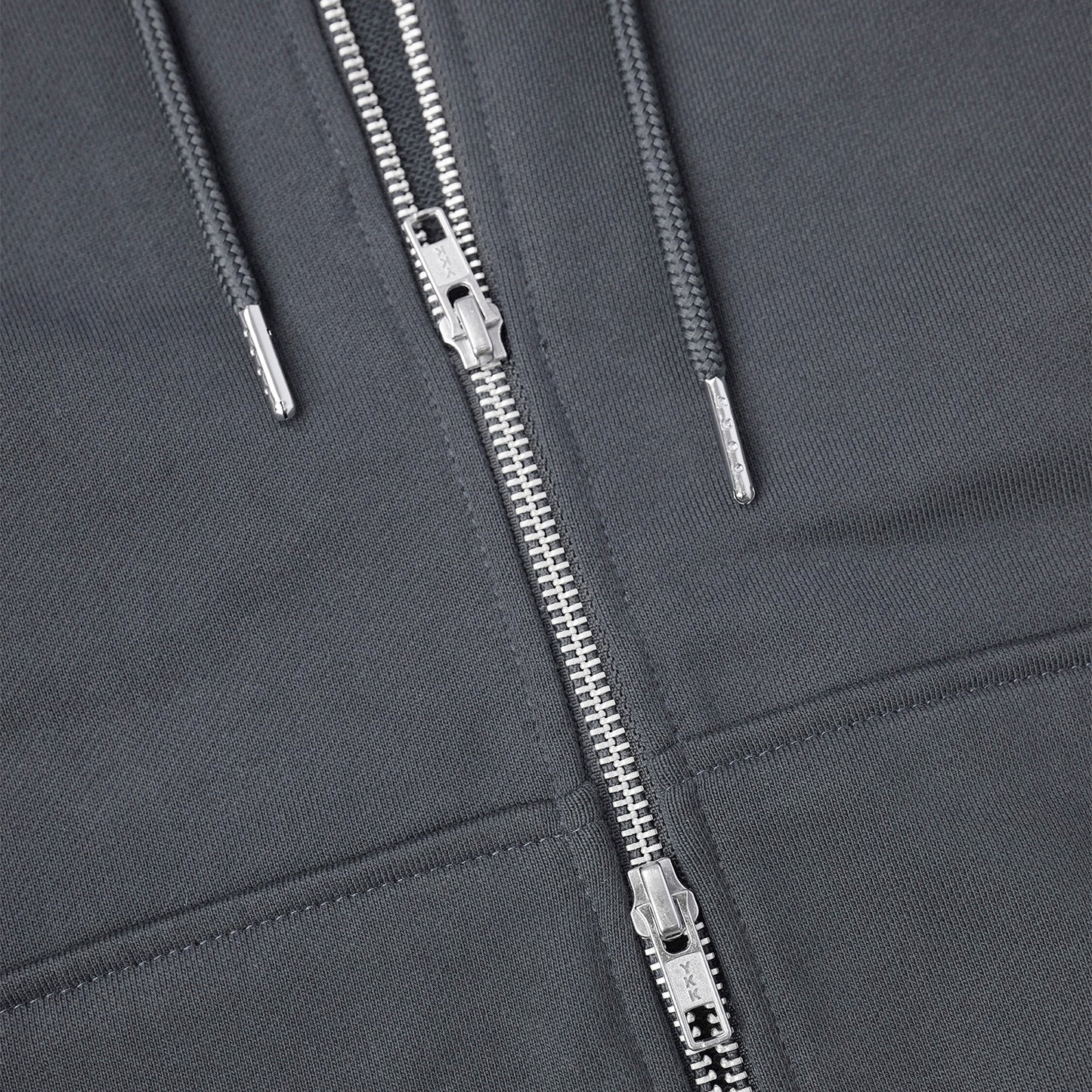 METAL ZIPPED HOODIE/ GREY