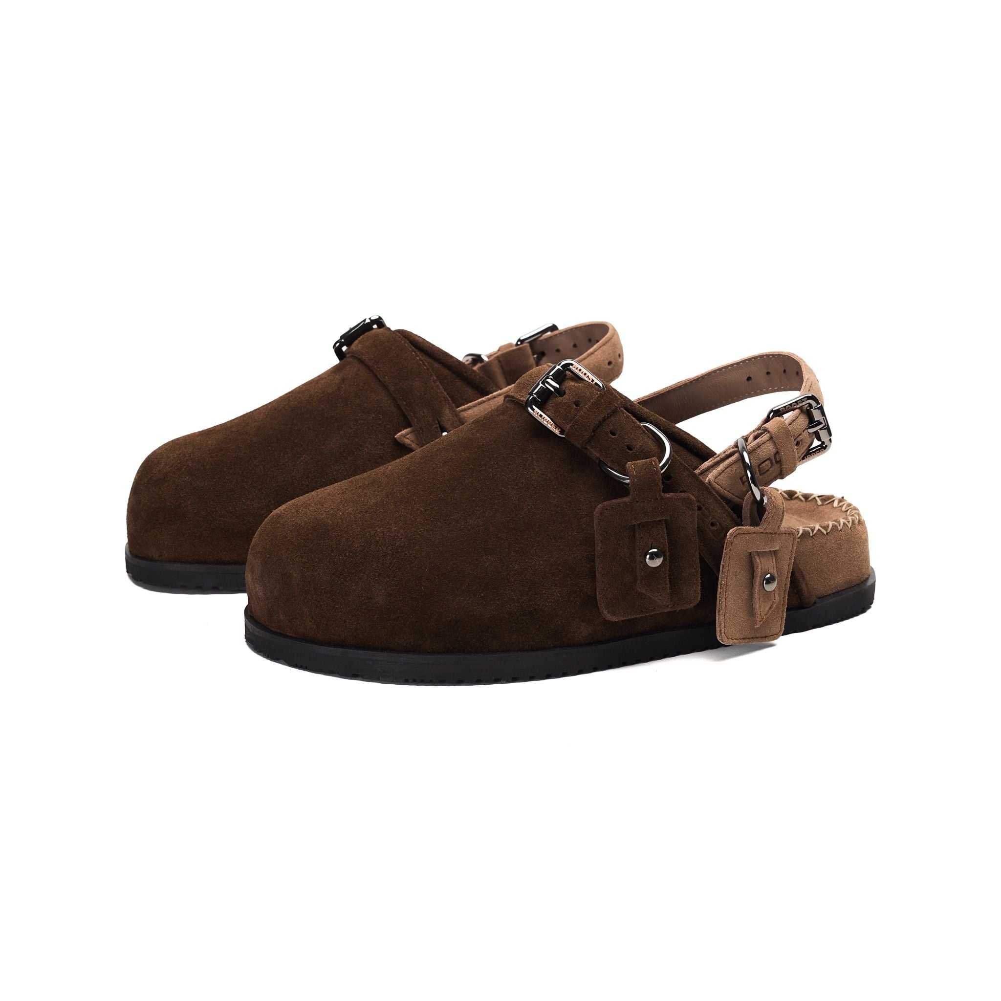 CLOSED-TOE SANDALS - BROWN VELVET TOE