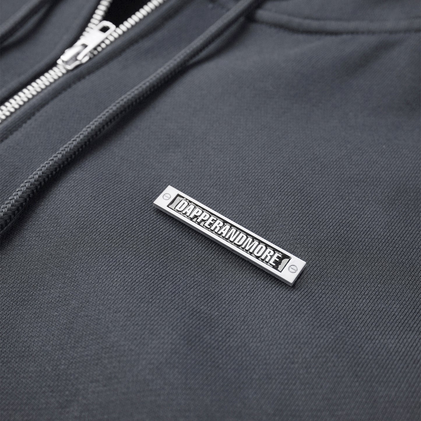 METAL ZIPPED HOODIE/ GREY