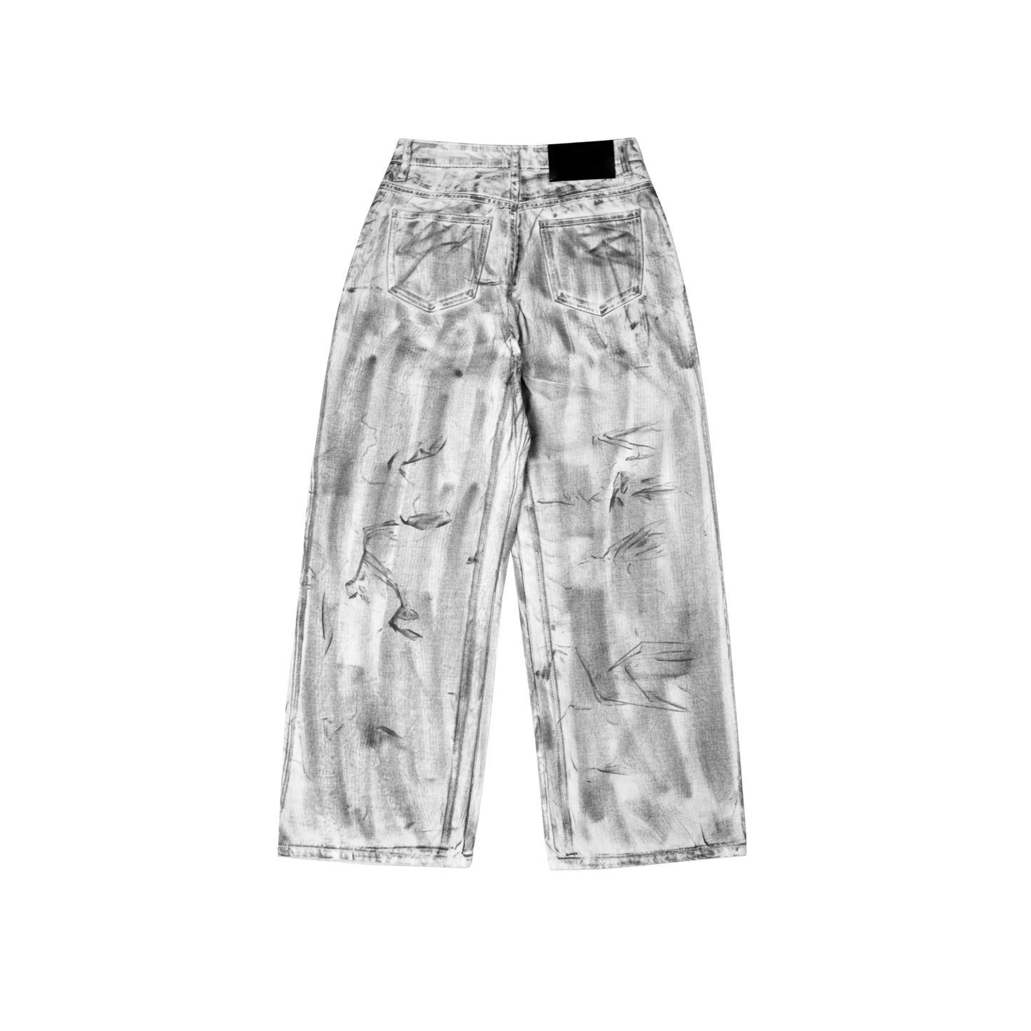 TIE-DYE WASHED DIRTY WHITE BAGGY JEANS/ WHITE