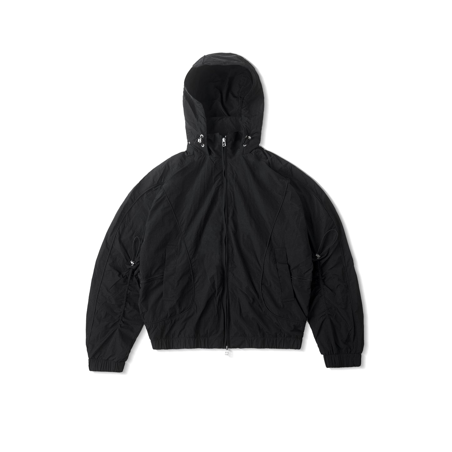 HOOD PANELLED JACKET/ BLACK