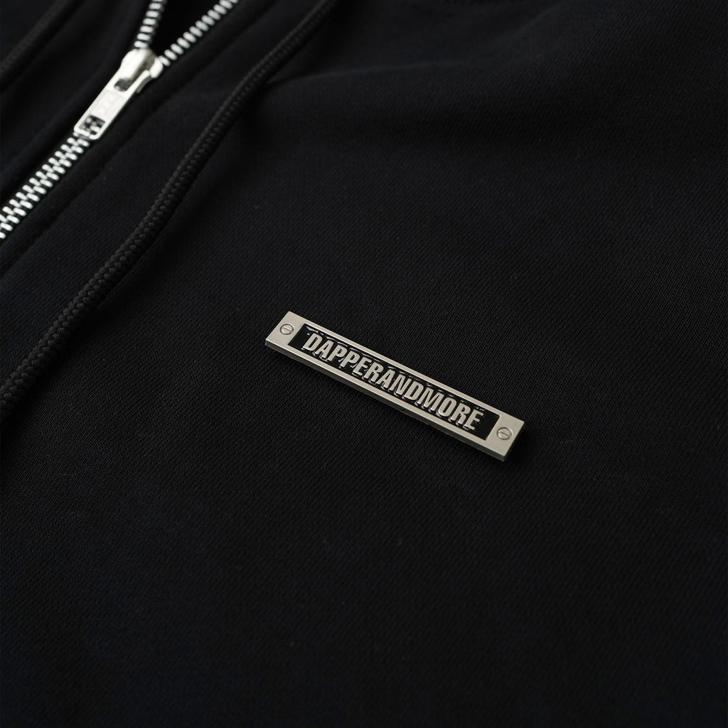 METAL ZIPPED HOODIE/ BLACK