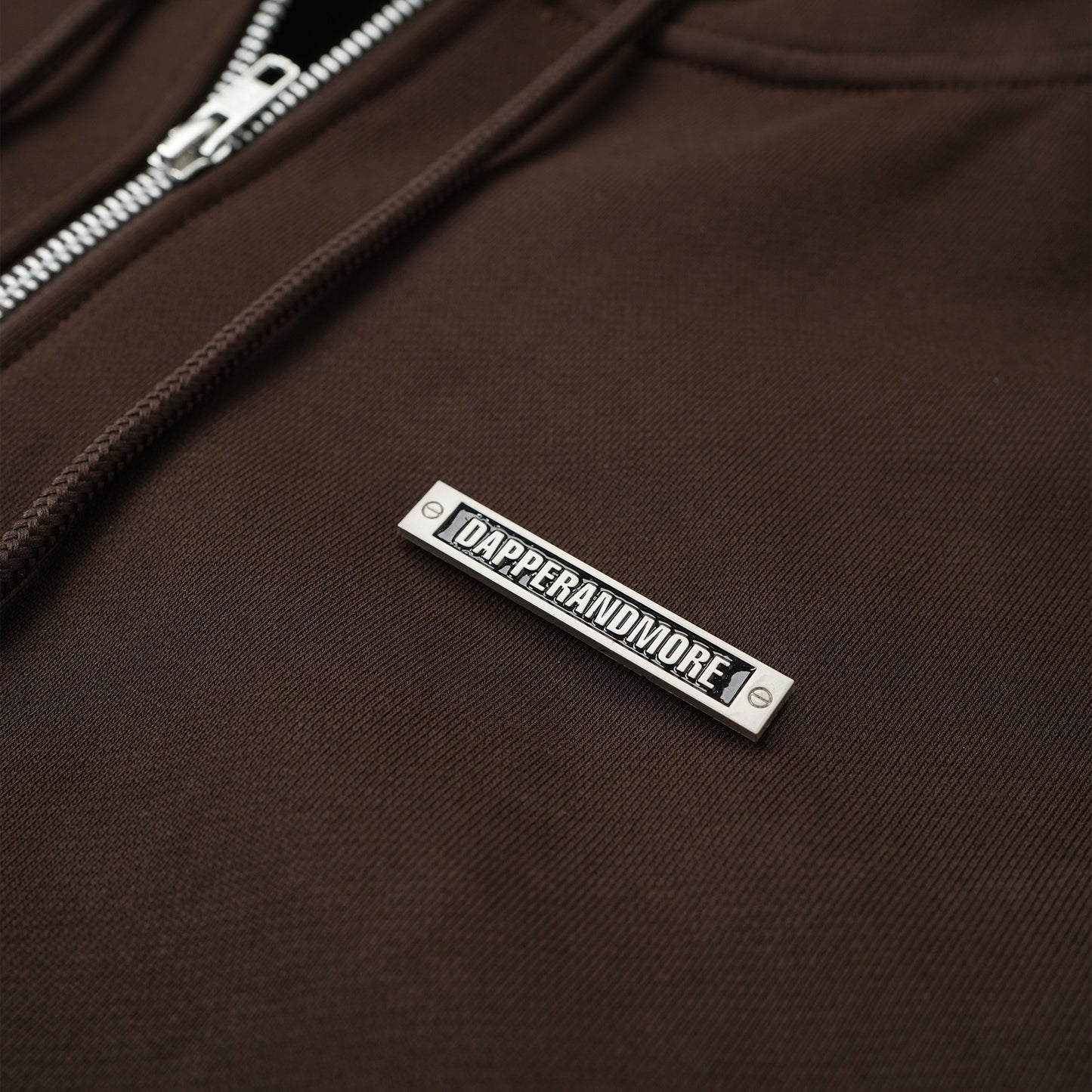 METAL ZIPPED HOODIE/ BROWN