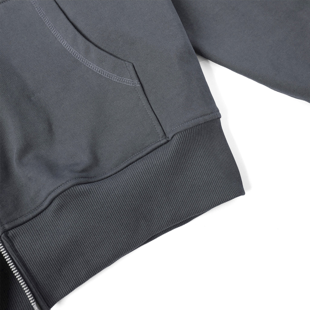 METAL ZIPPED HOODIE/ GREY