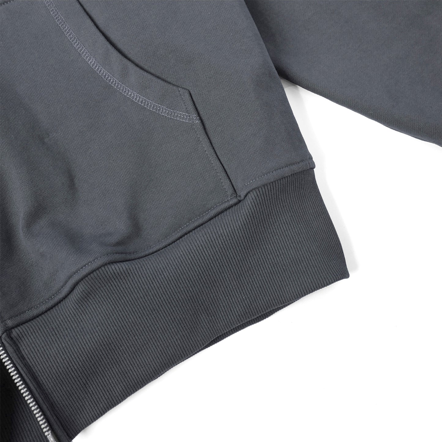 METAL ZIPPED HOODIE/ GREY