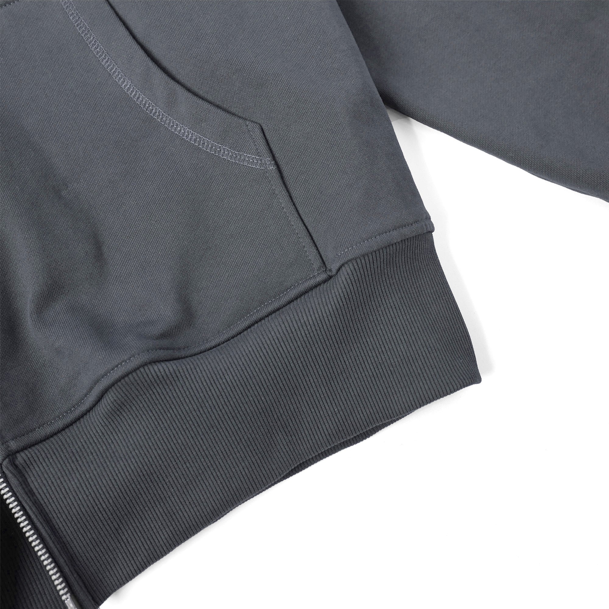 METAL ZIPPED HOODIE/ GREY