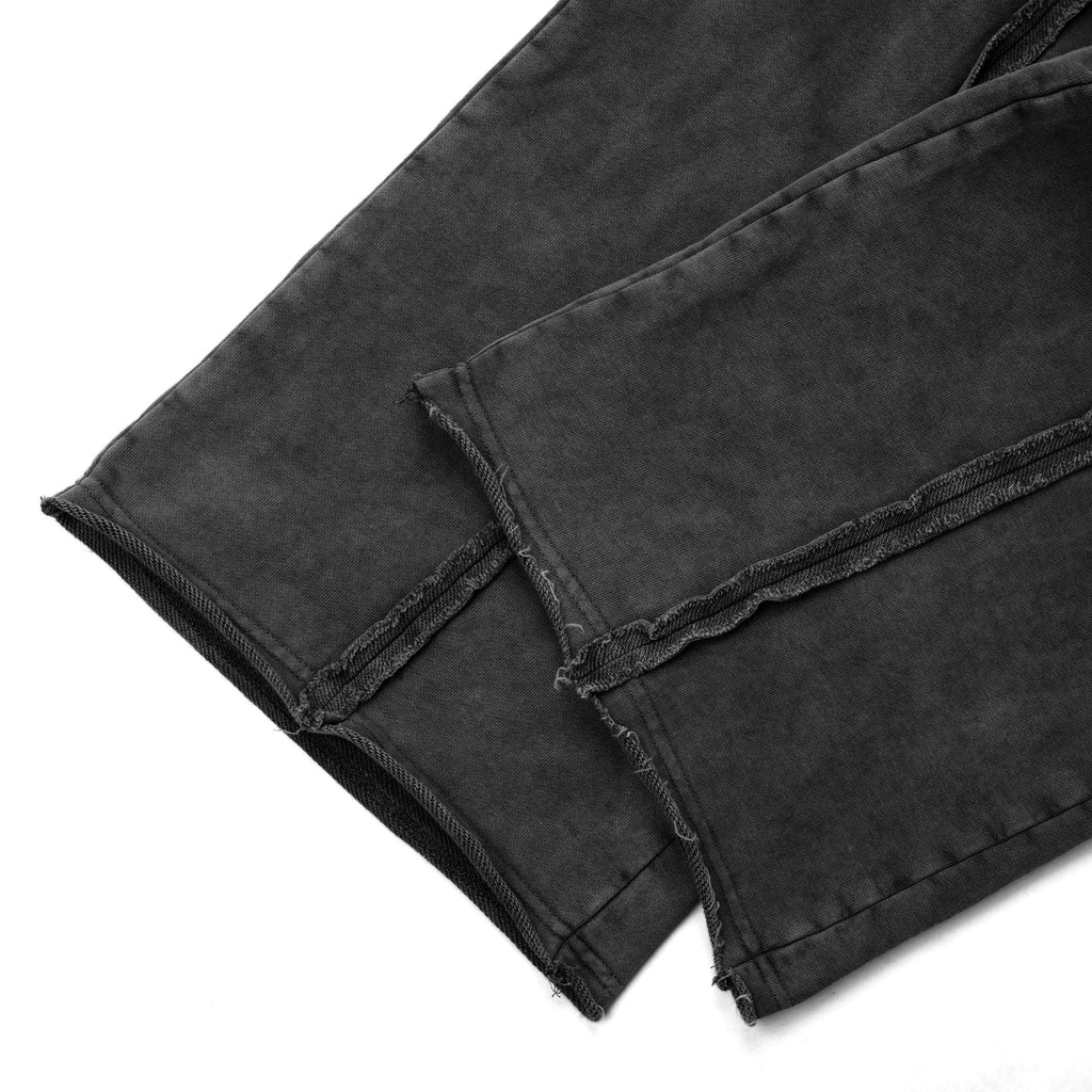 WIDE-LEG WASH TRACKSUIT SWEATPANTS/ BLACK