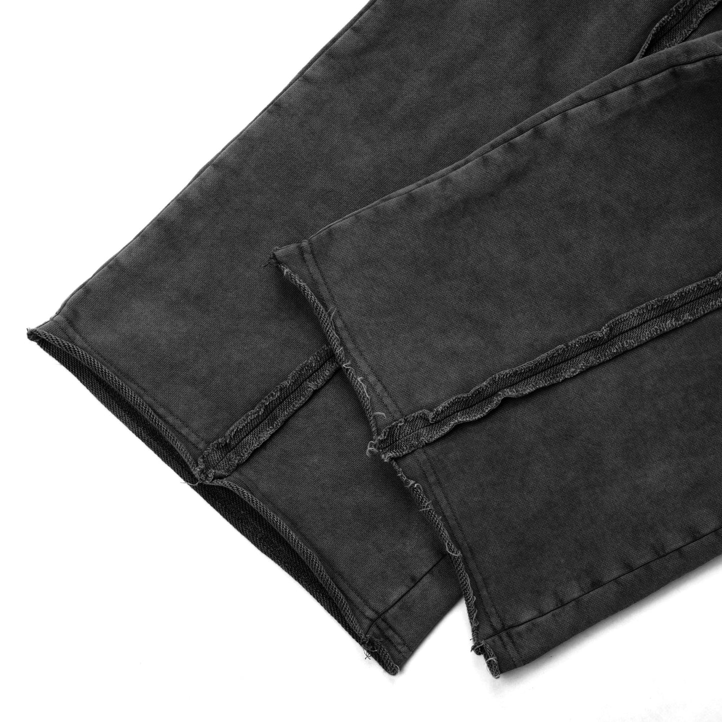 WIDE-LEG WASH TRACKSUIT SWEATPANTS/ BLACK