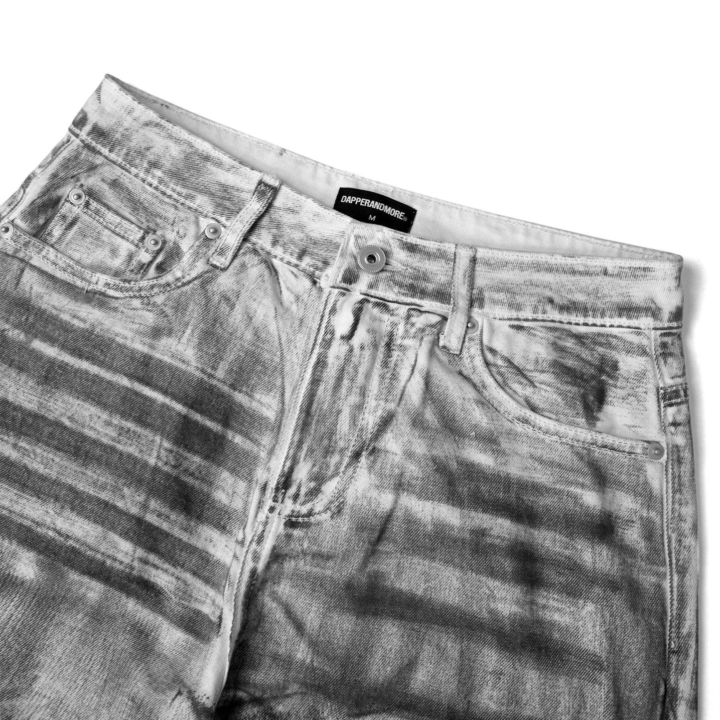 TIE-DYE WASHED DIRTY WHITE BAGGY JEANS/ WHITE