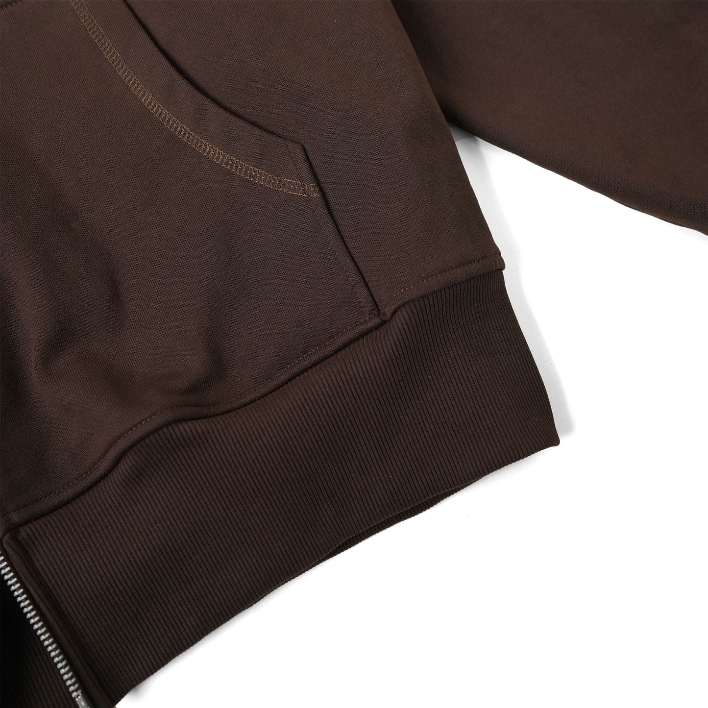 METAL ZIPPED HOODIE/ BROWN