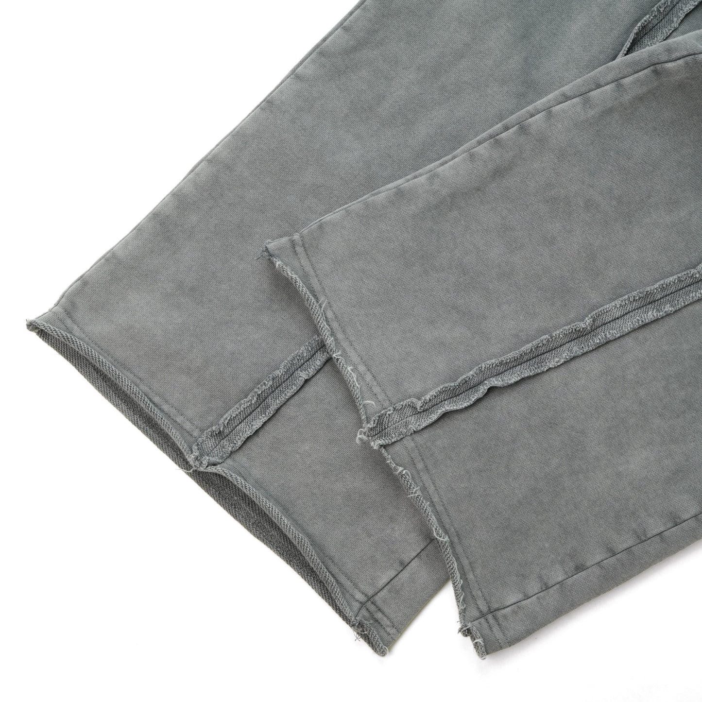 WIDE-LEG WASH TRACKSUIT SWEATPANTS/ GRAY