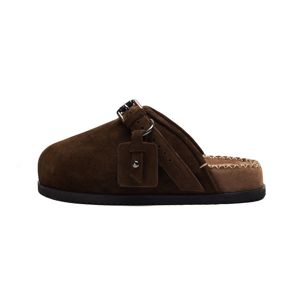 CLOSED-TOE SANDALS - BROWN VELVET TOE