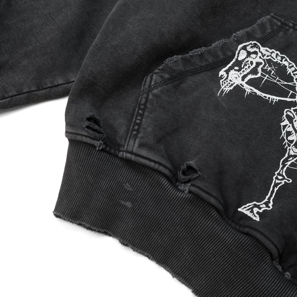 SKELETON HORSE BOXY WASH HOODIE/ BLACK