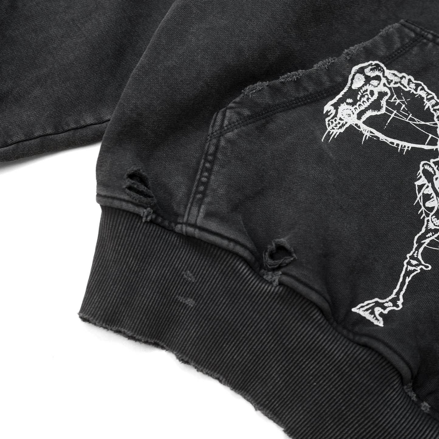 SKELETON HORSE BOXY WASH HOODIE/ BLACK