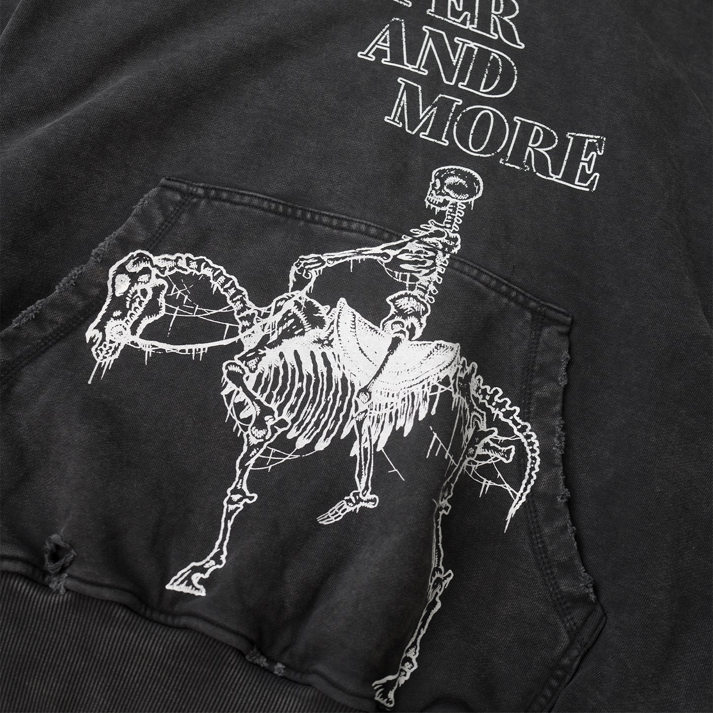 SKELETON HORSE BOXY WASH HOODIE/ BLACK