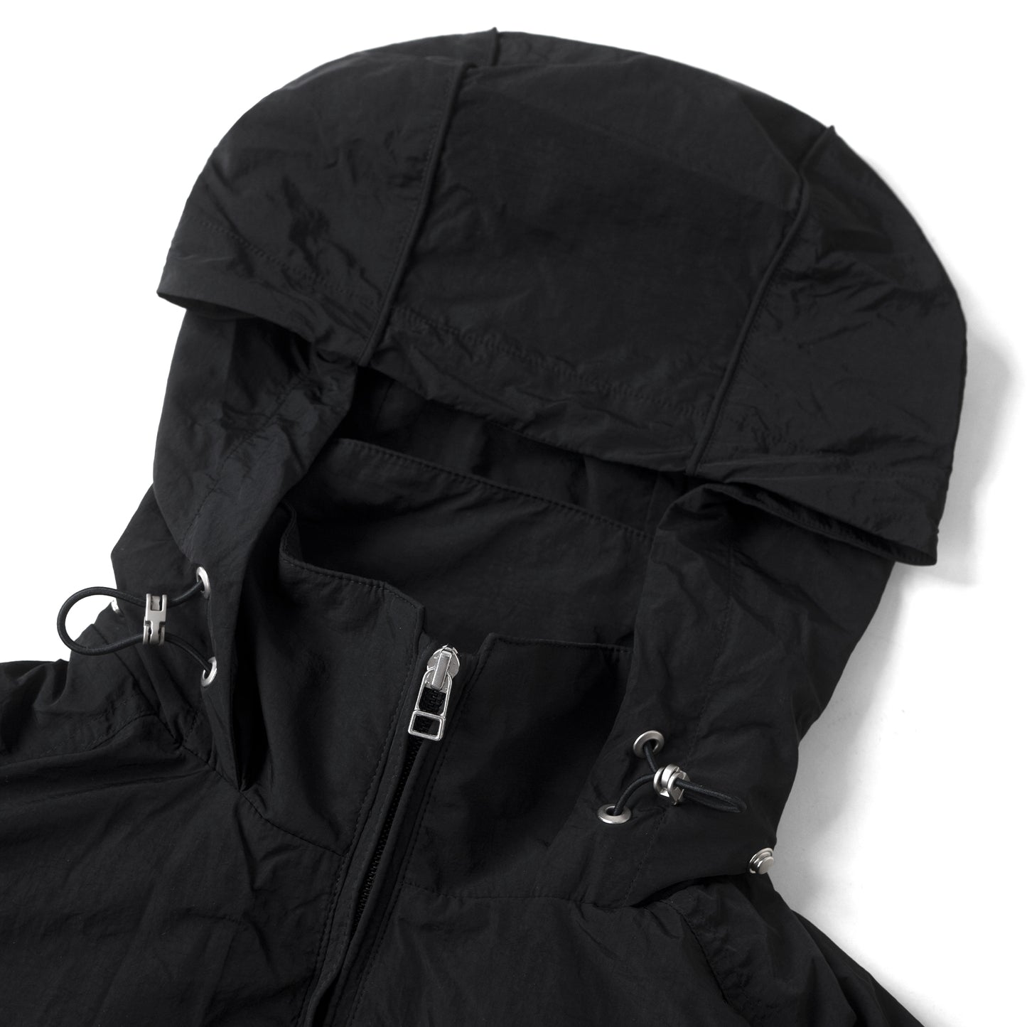 HOOD PANELLED JACKET/ BLACK
