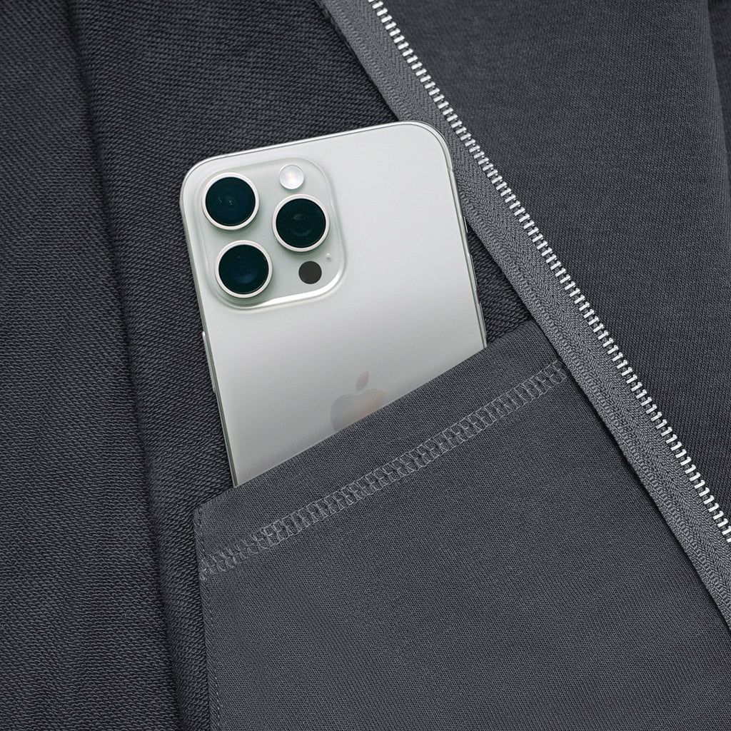 METAL ZIPPED HOODIE/ GREY