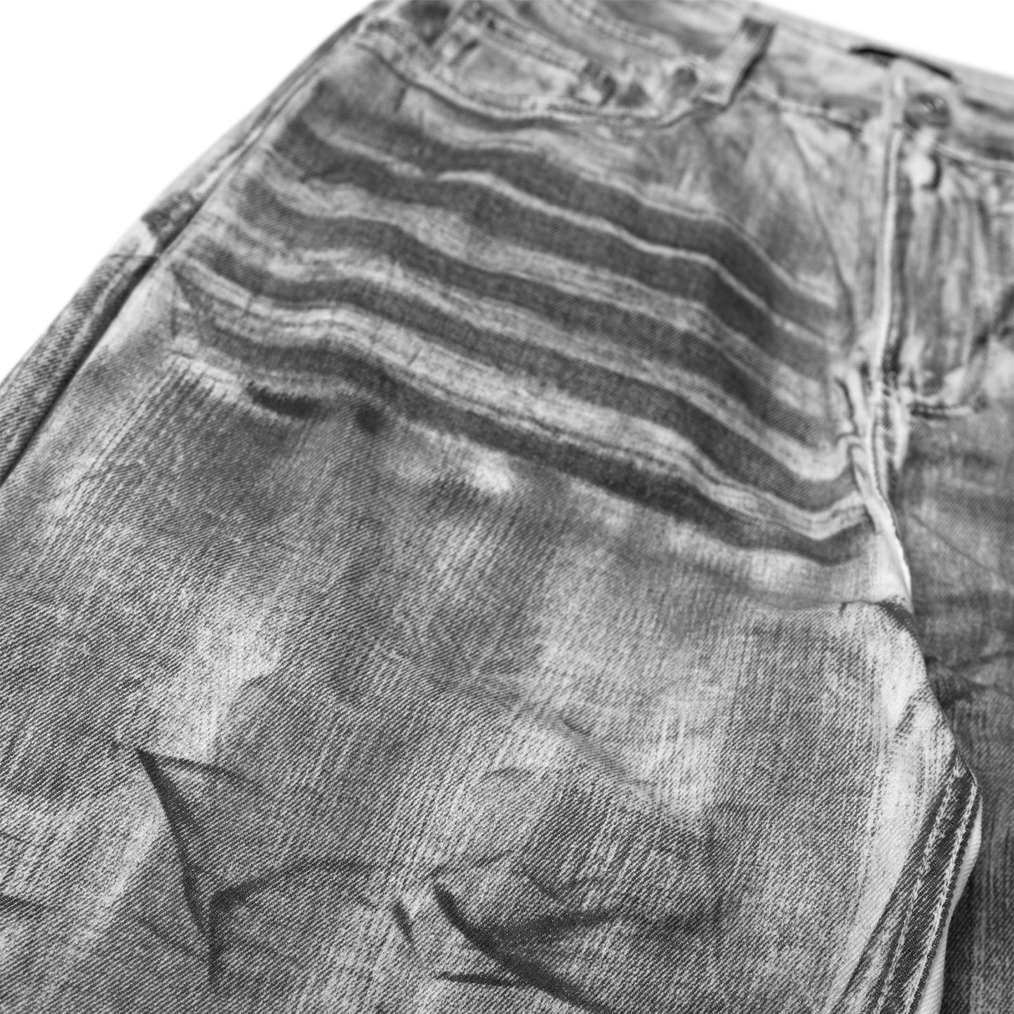 TIE-DYE WASHED DIRTY WHITE BAGGY JEANS/ WHITE
