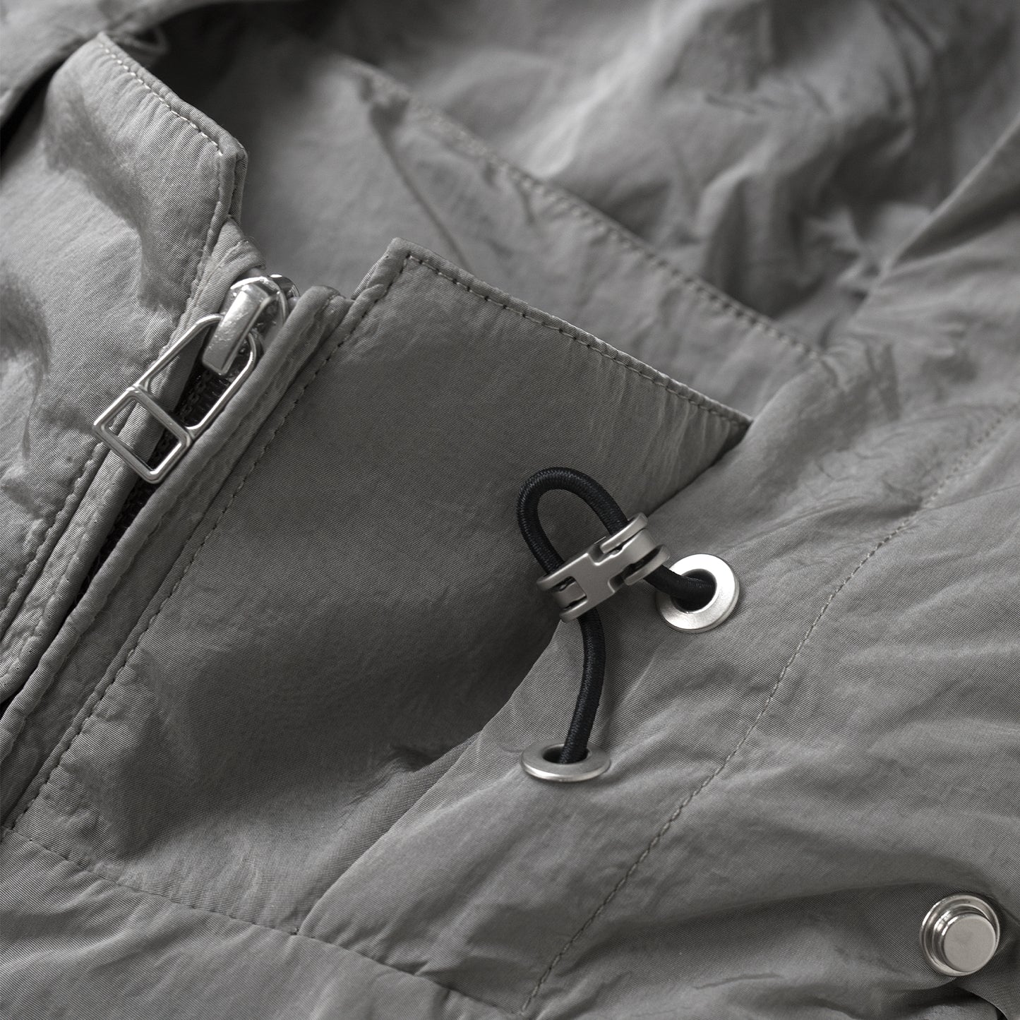 HOOD PANELLED JACKET/ GREY