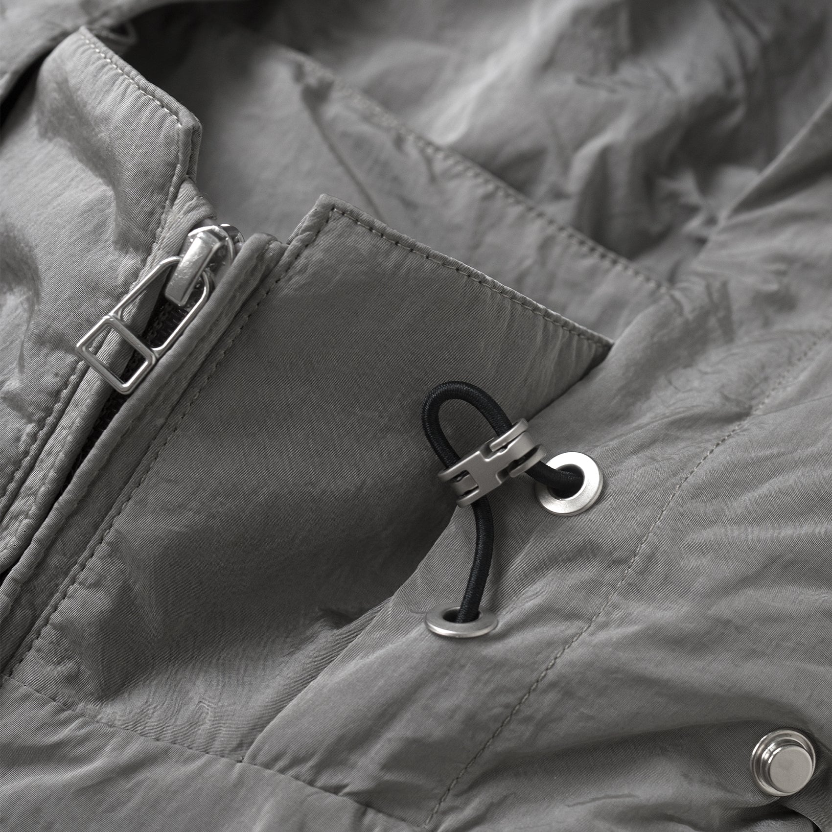 HOOD PANELLED JACKET/ GREY