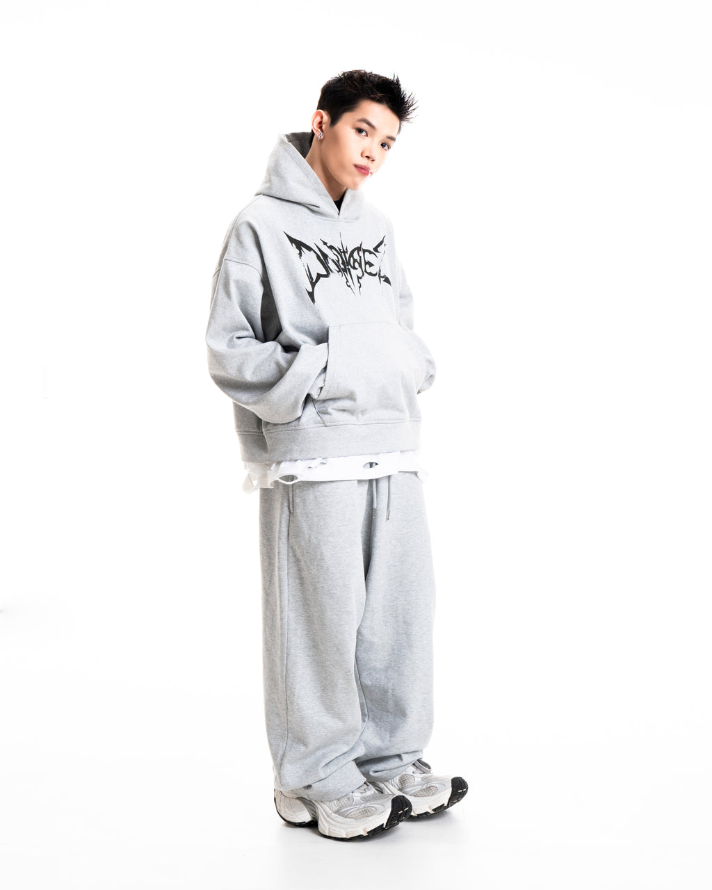 RAW HOODIE - GREY METAL LOGO