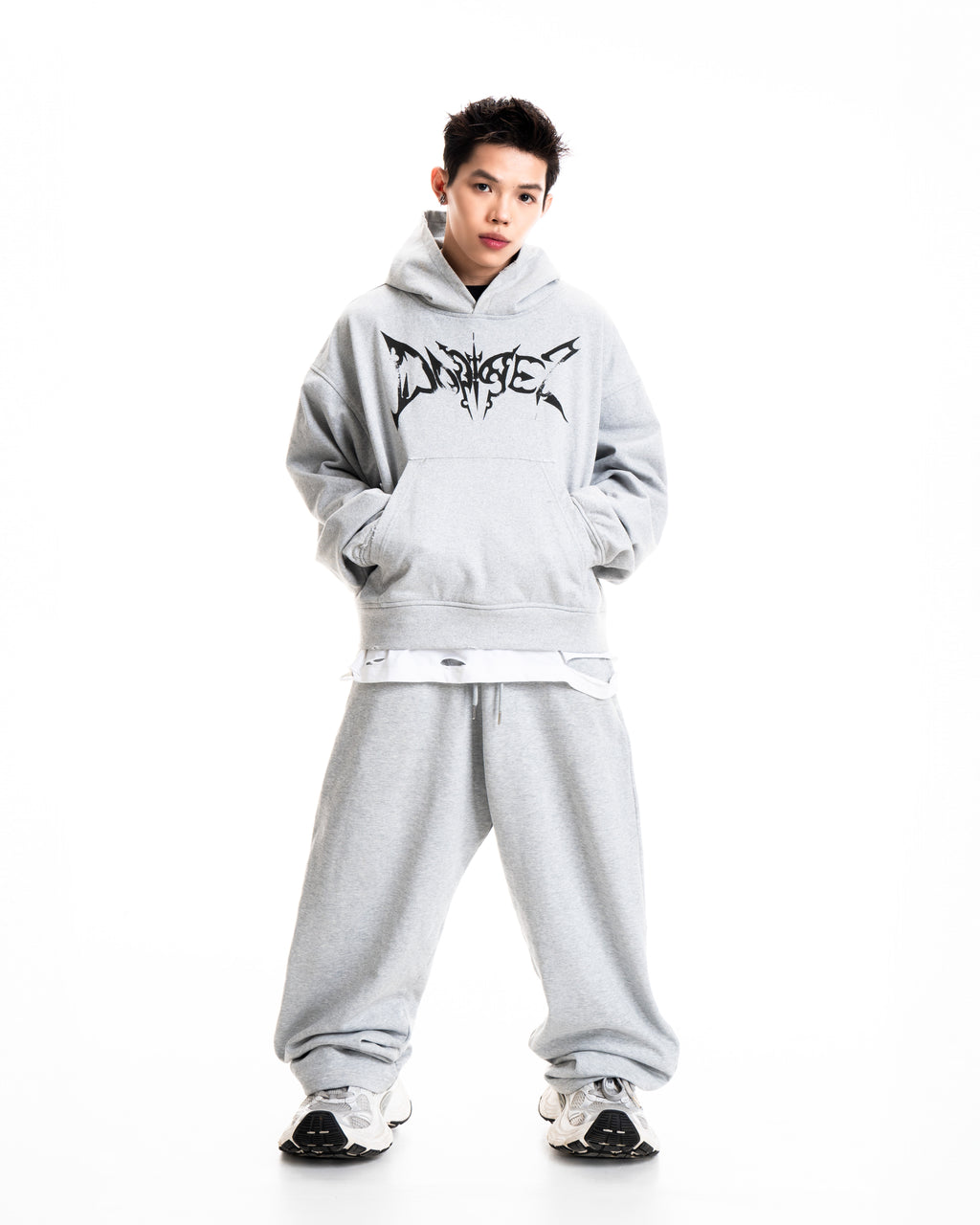 RAW HOODIE - GREY METAL LOGO