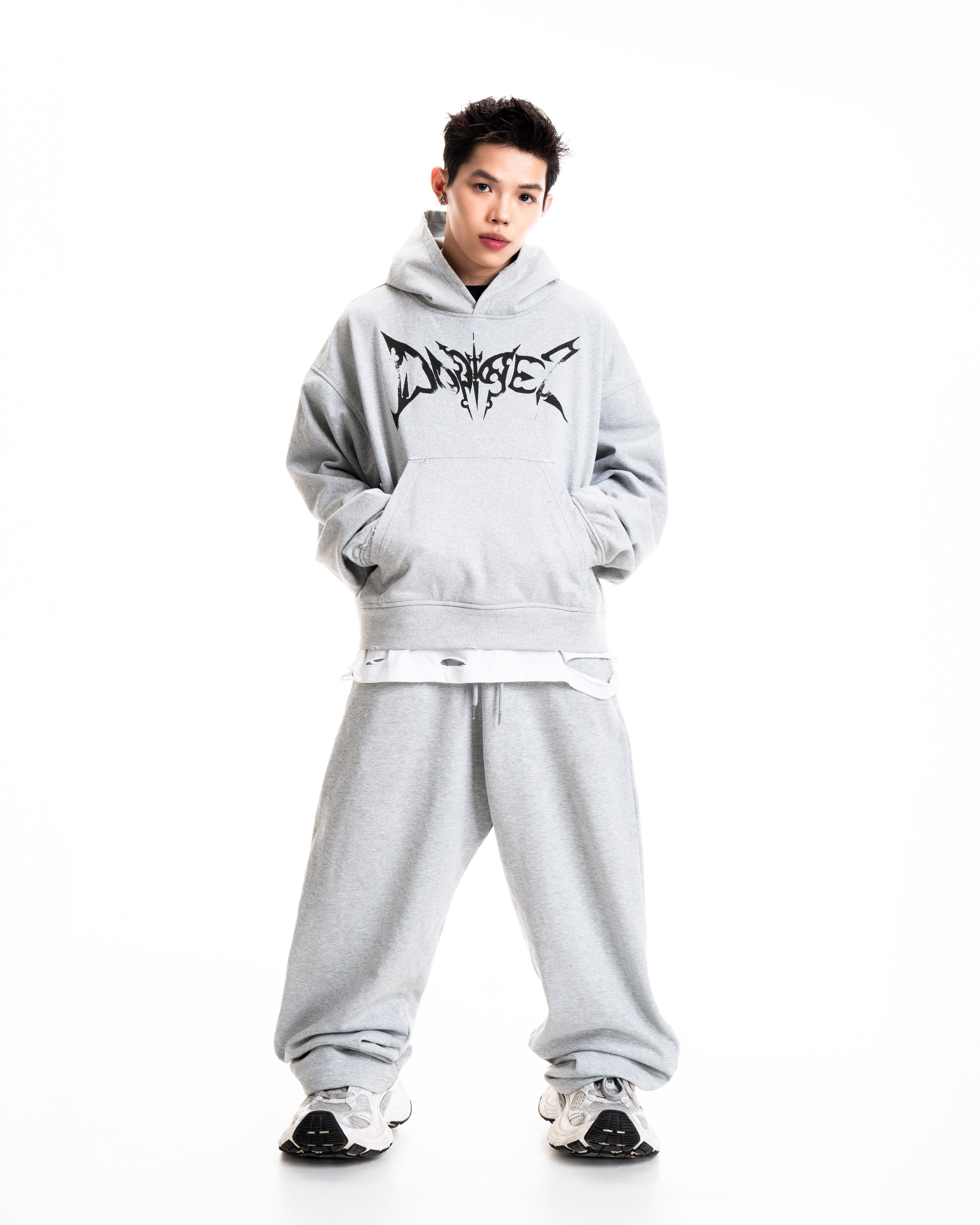 RAW HOODIE - GREY METAL LOGO