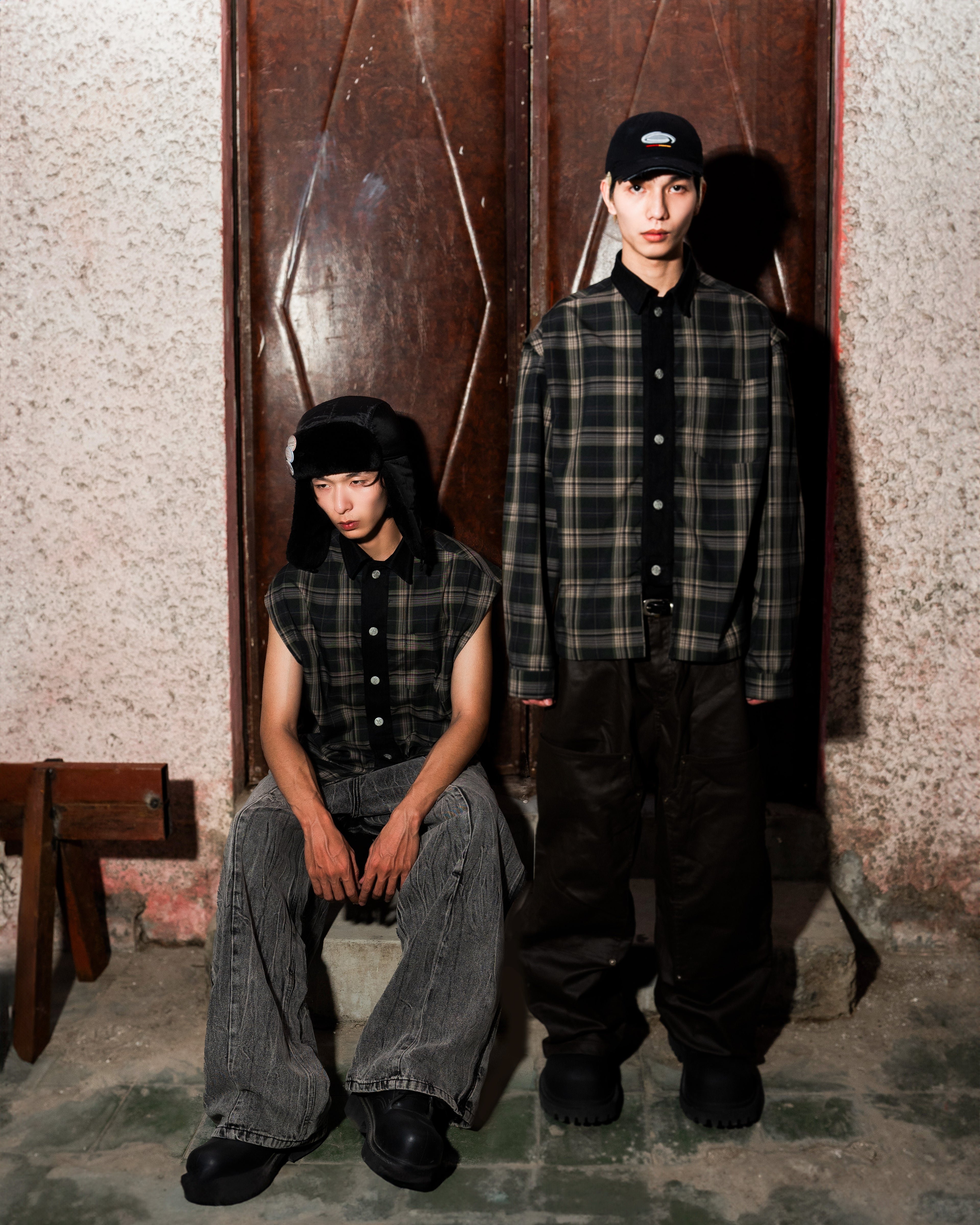 CHECKED PANEL SHIRT - SHADOW GREEN