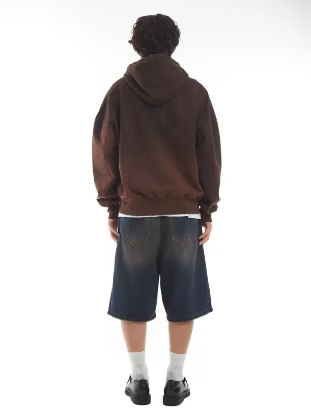 TRASH ZIPPED WASH HOODIE/ BROWN