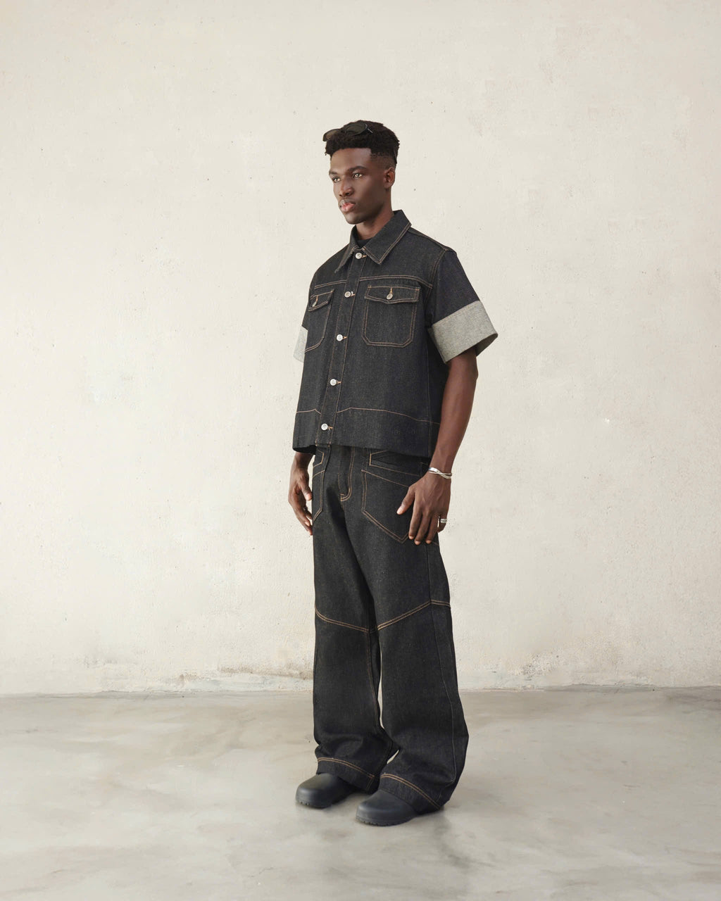 RAW CUT DENIM SHIRT - BLACK SELVAGE