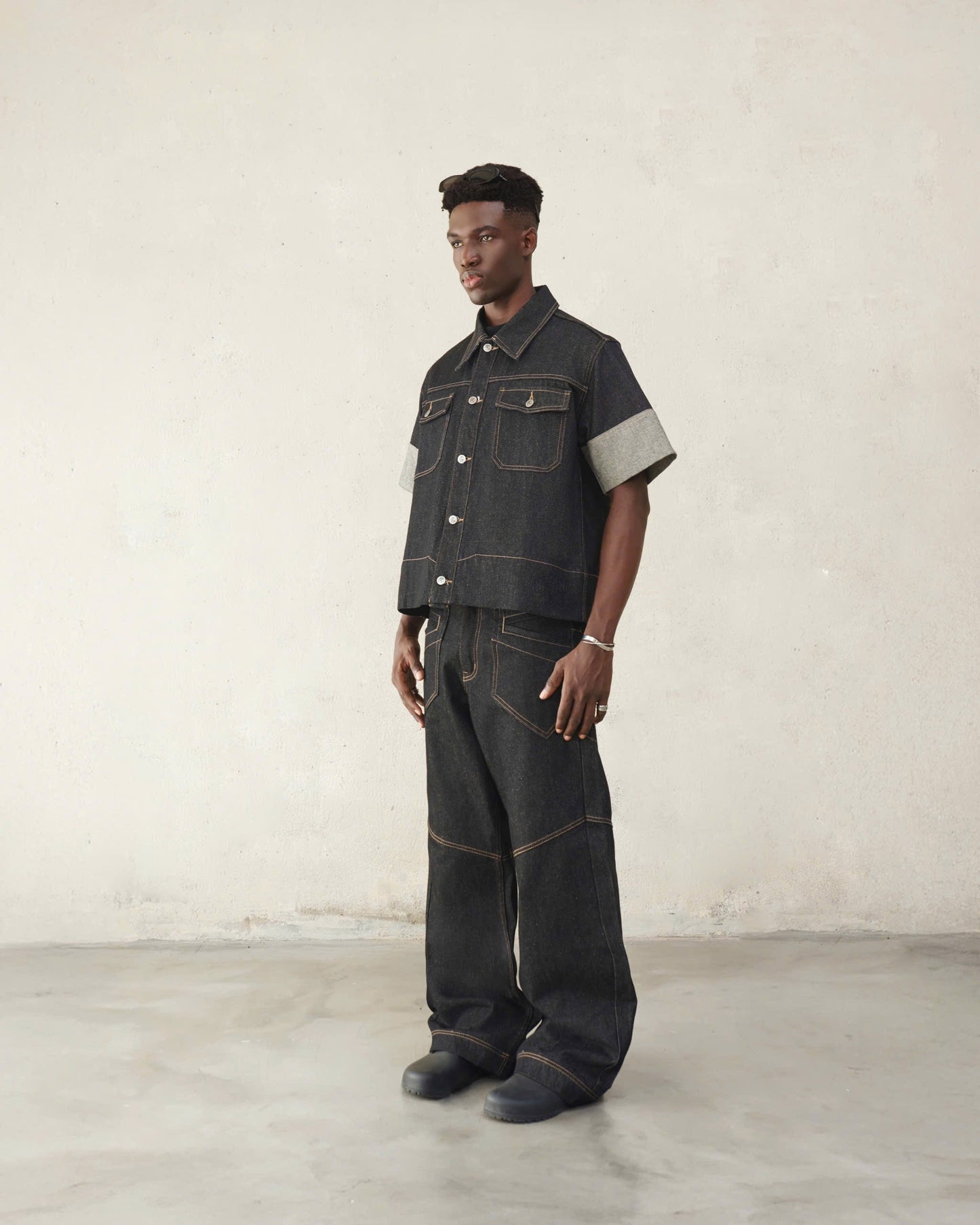 RAW STRUCTURE DENIM PANTS - BLACK SELVAGE