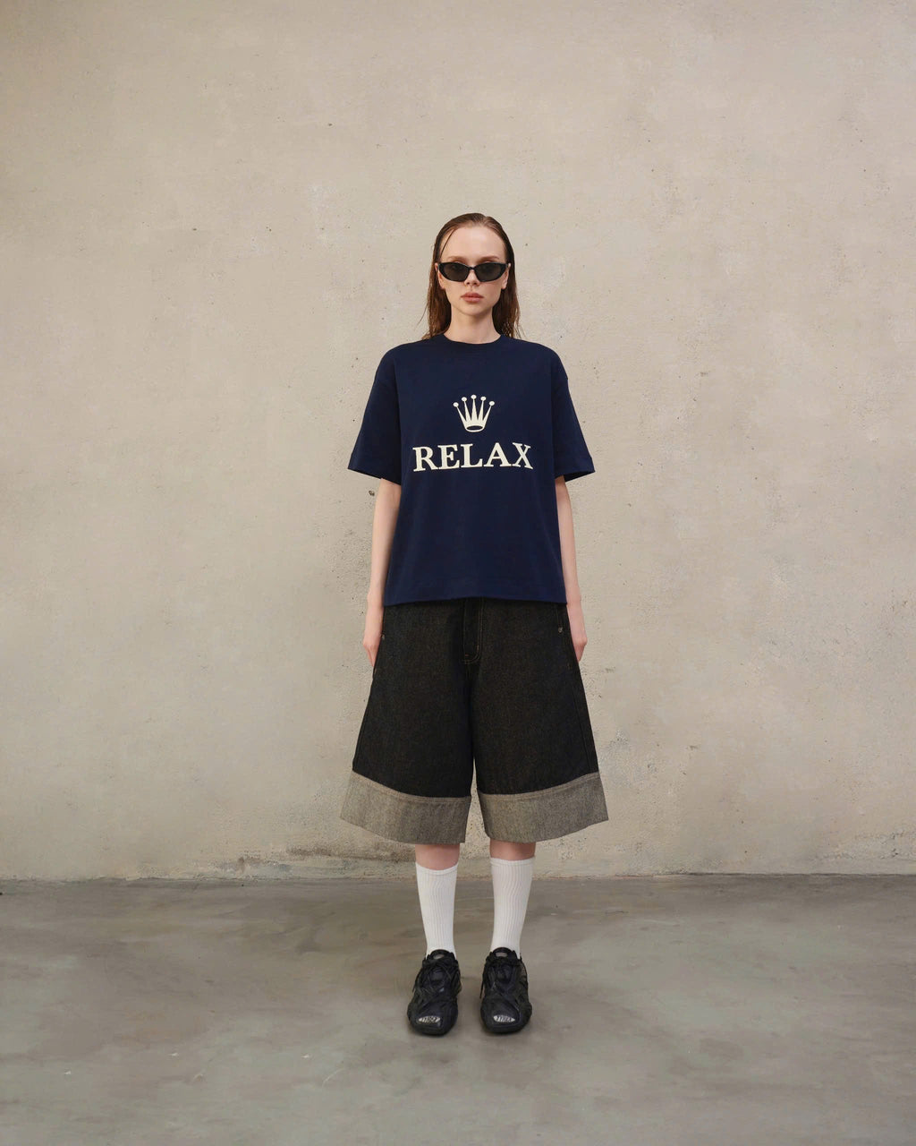 WIDE RAW DENIM SHORTS - BLACK SELVAGE