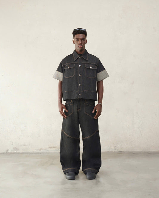 RAW CUT DENIM SHIRT - BLACK SELVAGE