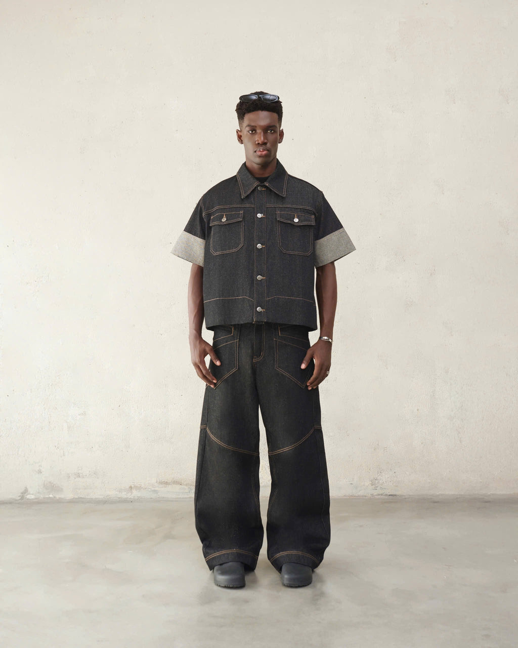 RAW STRUCTURE DENIM PANTS - BLACK SELVAGE