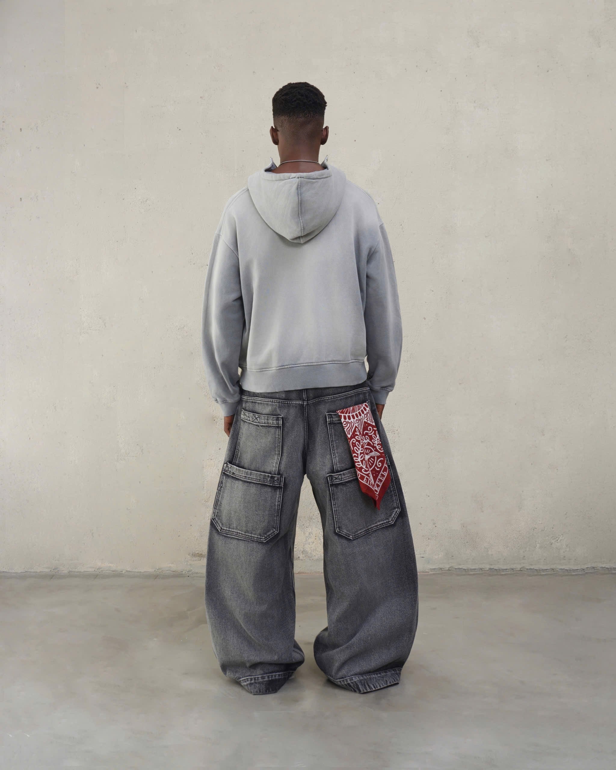 FADED ZIP-UP HOODIE - CEMENT GREY