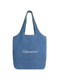 EMBROIDERED DENIM TOTE