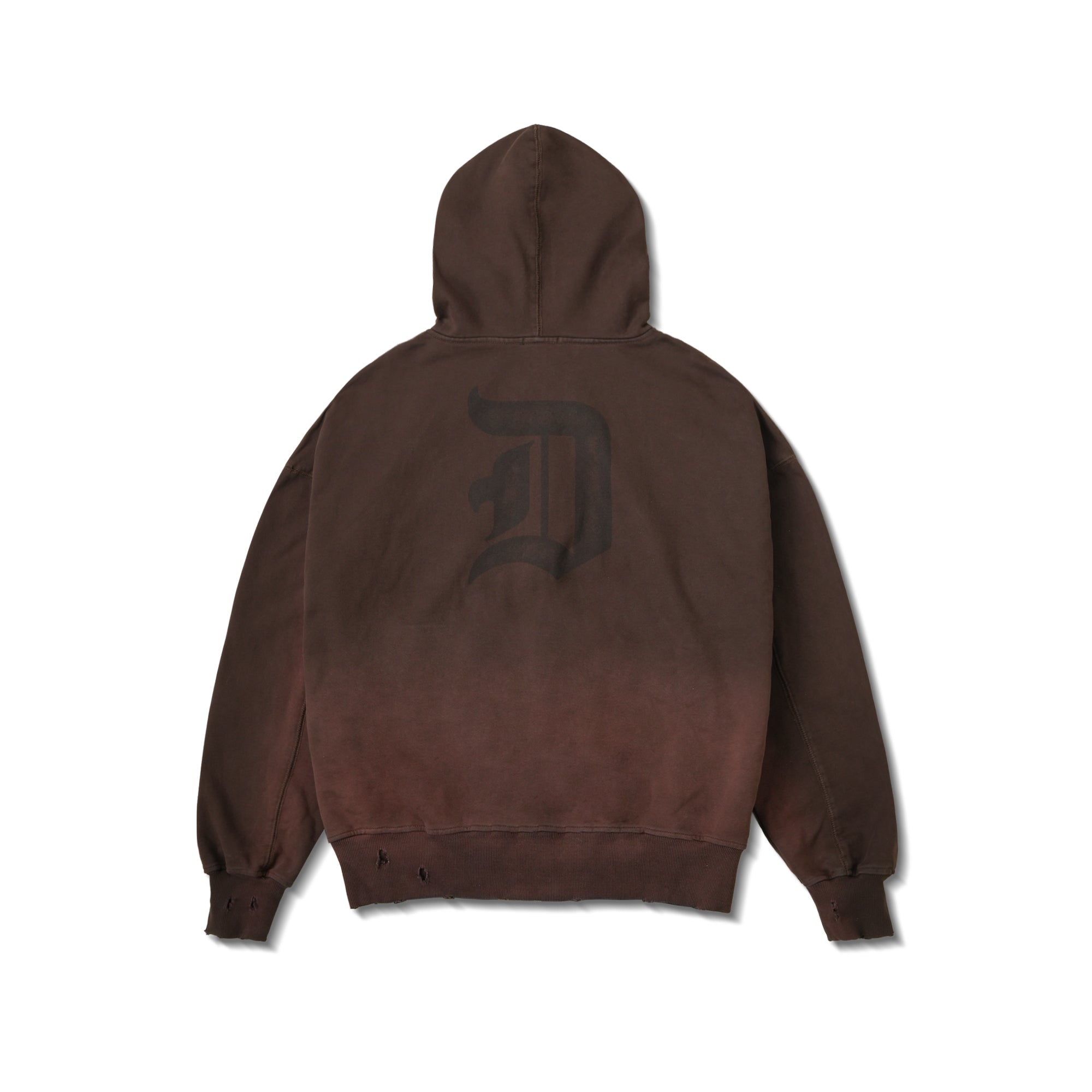 TRASH ZIPPED WASH HOODIE/ BROWN
